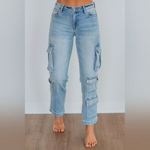 Tracey Hidden Cargo Jeans - Light Wash